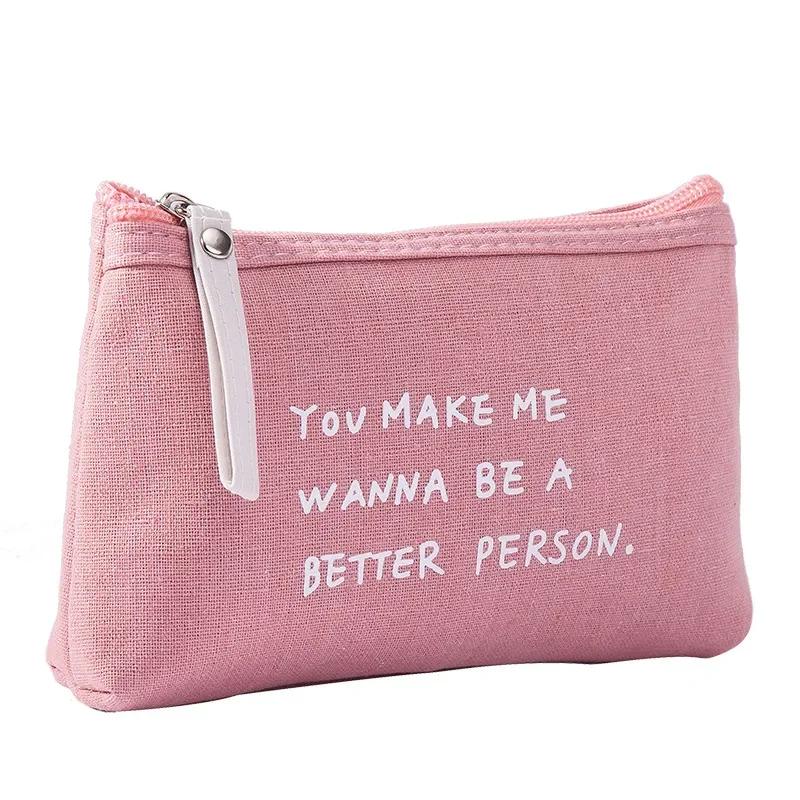 Soft Canvas Dot Print Women Cute Cosmetic Bag Toiletries Organizer Portable Make Up Bags Case Travel Storage Bag