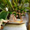 Weather Resistant Iron Mushroom Stake Garden Ground Stake with Antique Rusty Designs Outdoor Yard Landscaping Decoration
