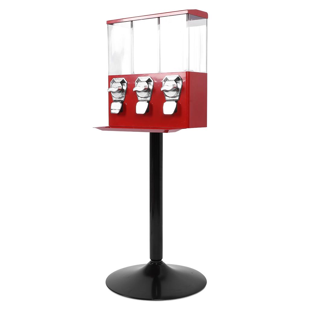 Candy Vending Machine with Stand Anti Theft Keys Triple Individual Candy Boxes Coin Operated