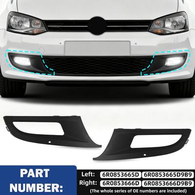 2 Stück Auto Frontstoßstange Unterer Nebelscheinwerfer Gitterabdeckung Zierleiste 6R0853665D für VW Polo 6R MK5 HATCHBACK (3- und 5-TÜRER) 2009-2015
