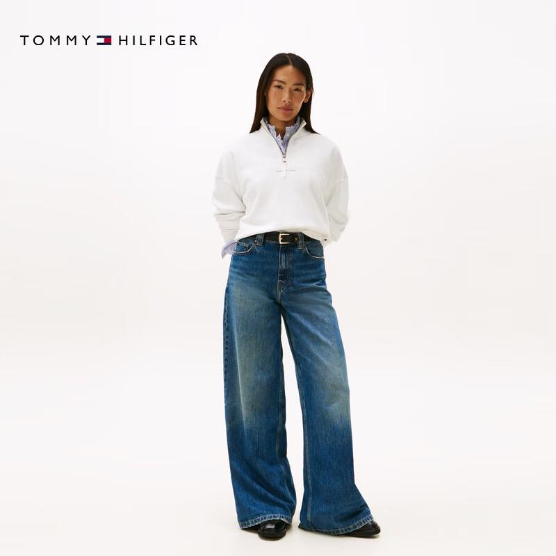 Tommy Hilfiger Women's Letter Print Half-Zip Stand Collar Sweatshirt