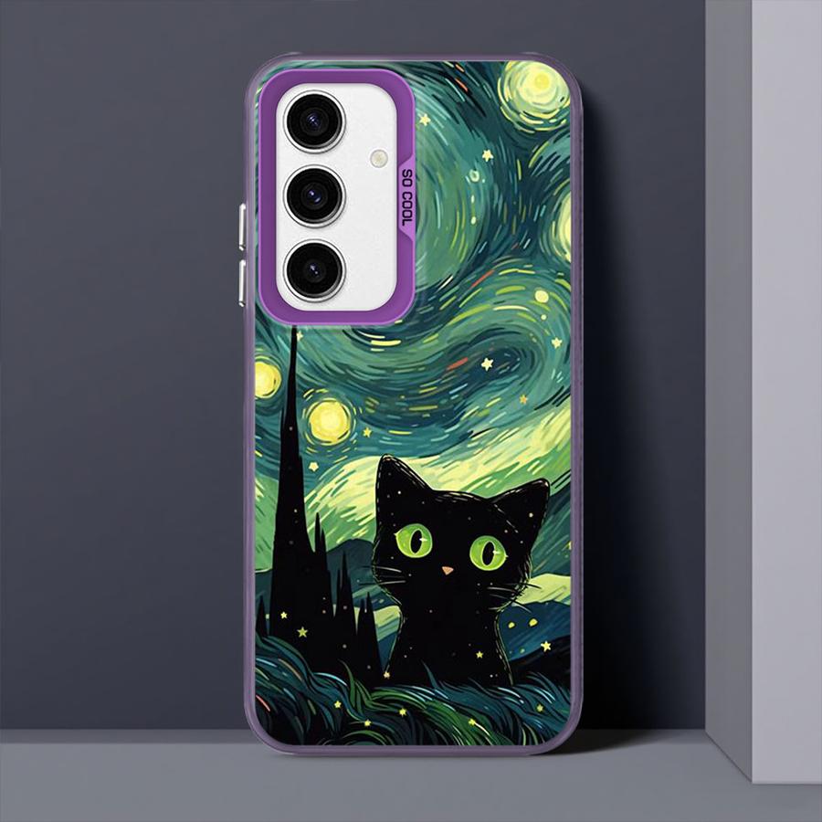 Van Gogh Art Cat Case for Samsung Galaxy A53 A35 A73 A71 A55 A72 A52 A54 A51 A56 A26 A36 Soft Shell