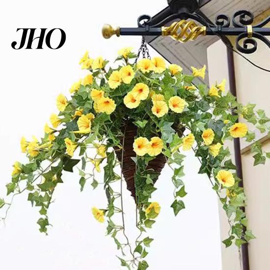 Künstliche Prunkwinde 44 Blüten Realistische Gefälschte Seiden-Petunienblumen UV-beständig Außen Dekoration Innen Garten Hof Wandbehang Kunstpflanzen Dekoration