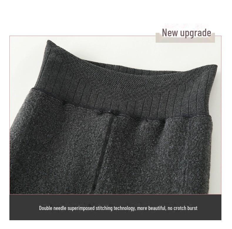 Women's High-Waisted Gray Velvet Leggings: Slimming, Warm, Vertical Stripes for Autumn/Winter.