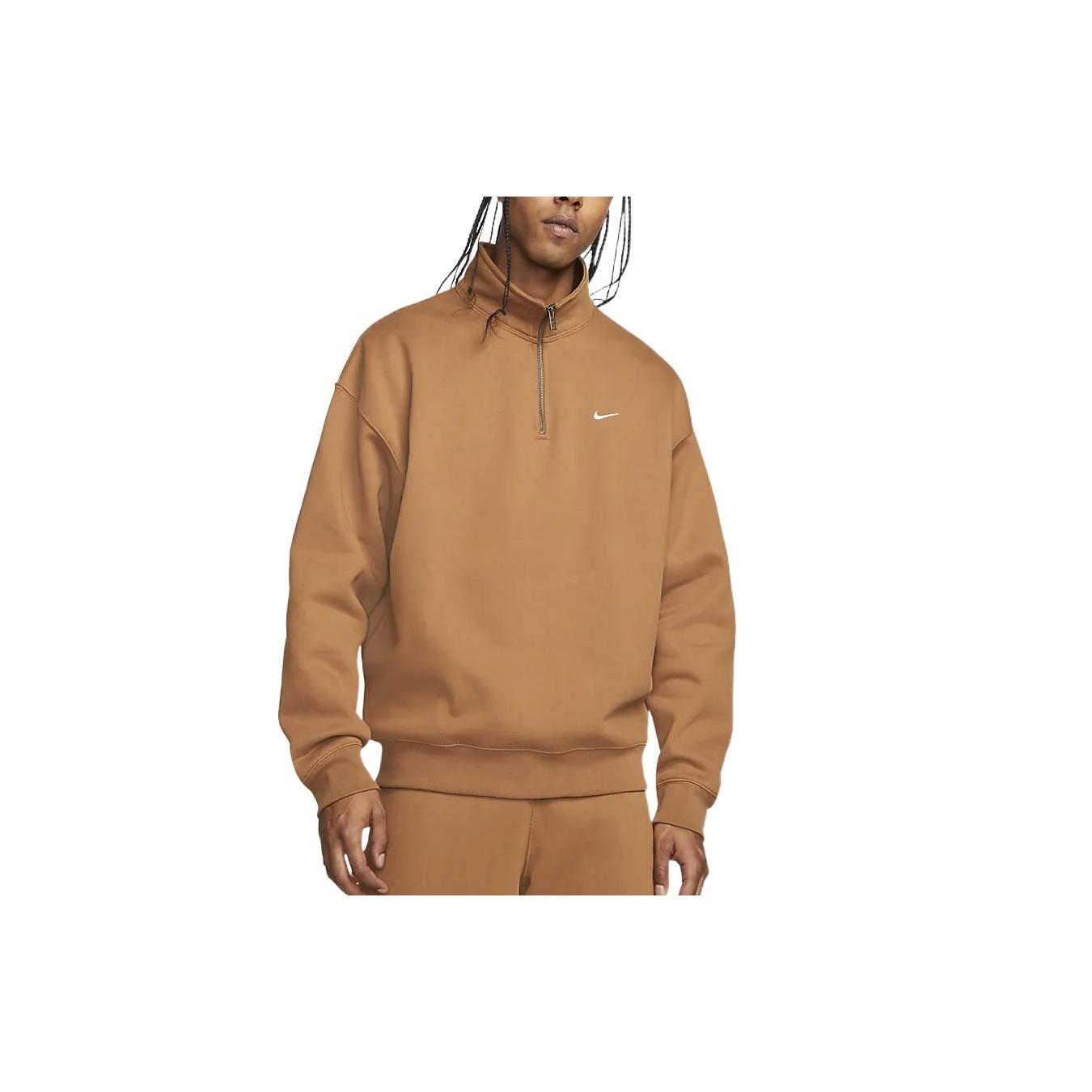 Nike Solo Swoosh 1/4-zip sweatshirt Orange Brown Men s DQ5210-270 XL
