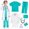 Disfraz de Doctor para Niños Set de 7 Piezas Juguete de Estetoscopio Blanco/Verde 5-6 Años 110cm AFKSMILE
