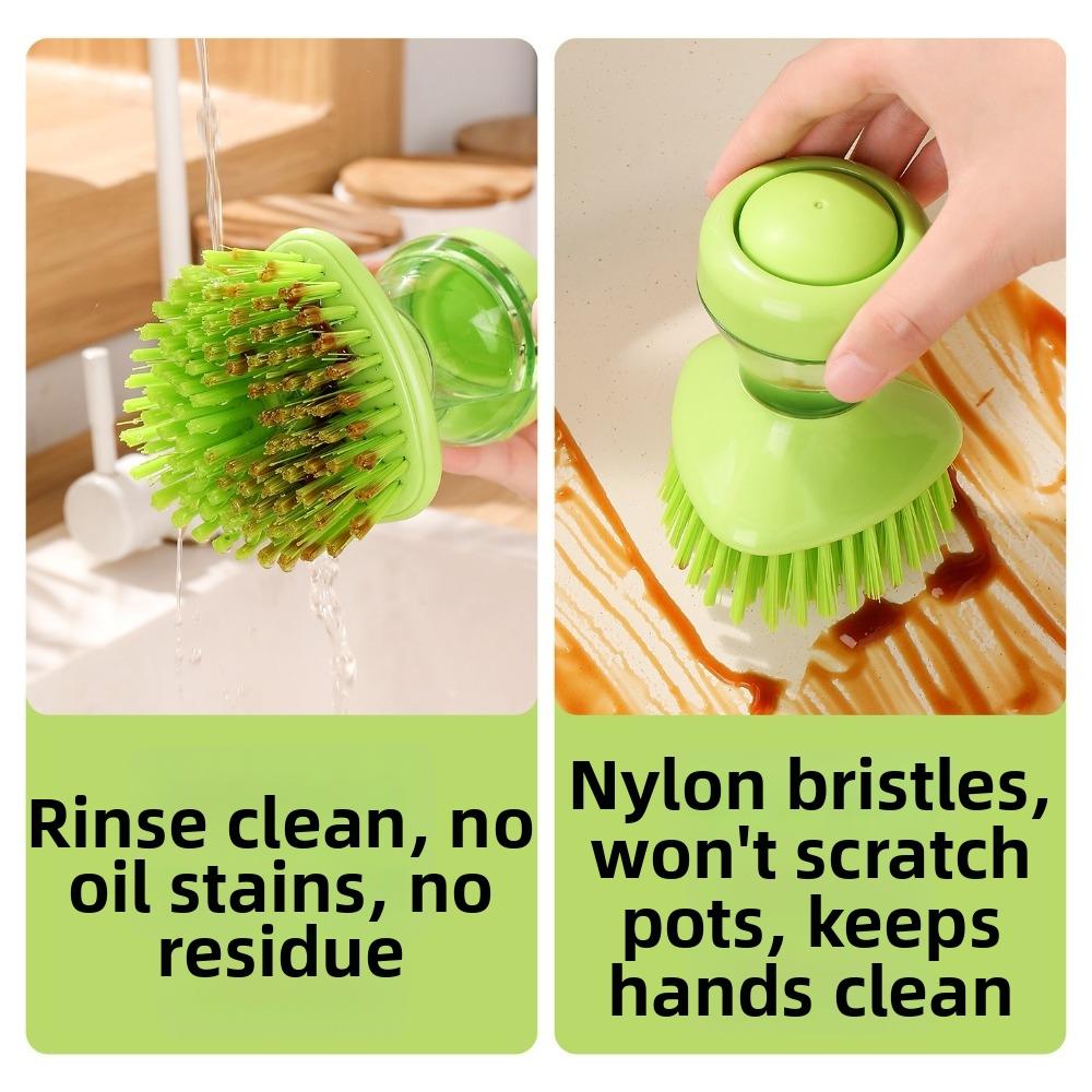 Ergonomic Grip Kitchen Cleaning Brush Round Bristle Head Dishwashing Brush  Cookware Cleaning