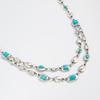 Fashion Imitation Turquoise Metal Choker Necklace Double Layered Boho Style Adjustable Chain for Everyday Wear Women Jewelry