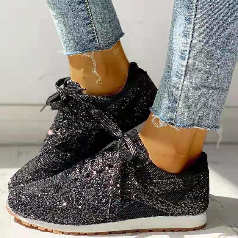 2020 new sequined women's shoes large size fashion sports and leisure single shoes women