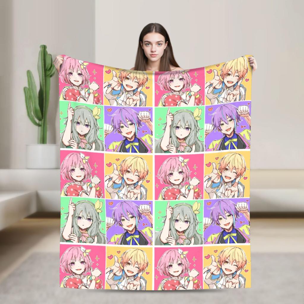 Tsukasa Rui Emu Nene Knitted Blankets Coral Fleece Plush Singer Anime Ultra-Soft Throw Blanket for Bedding Couch Bedspread