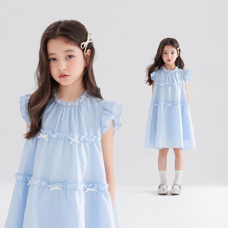 

Mucmukn Girls Sea Salt Blue Ruffle Sleeve Princess Dress 110CM