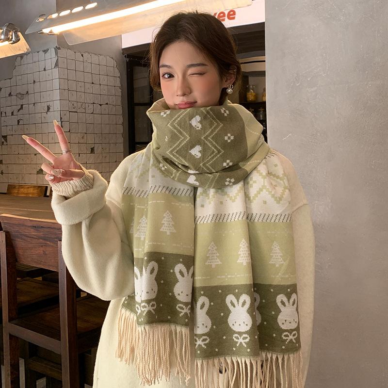 Autumn and Winter New Style Cute and Versatile Scarf for Students Cold Proof Neck Protector  High Value Shawl and Scarf for Women.