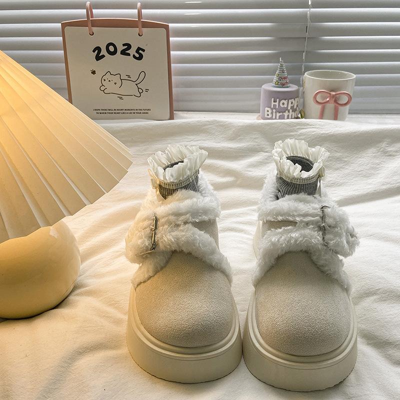 

Women s soft elastic winter warm cold padded snow boots thick bottom non-slip wear outdoor leisure sports fur cotton boots 40 бежевый