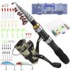 Fishing Rod and Reel Combos Telescopic Fishing Pole with Spinning Reel Combo Kit Fishing Line Lures Hooks Swivels Set