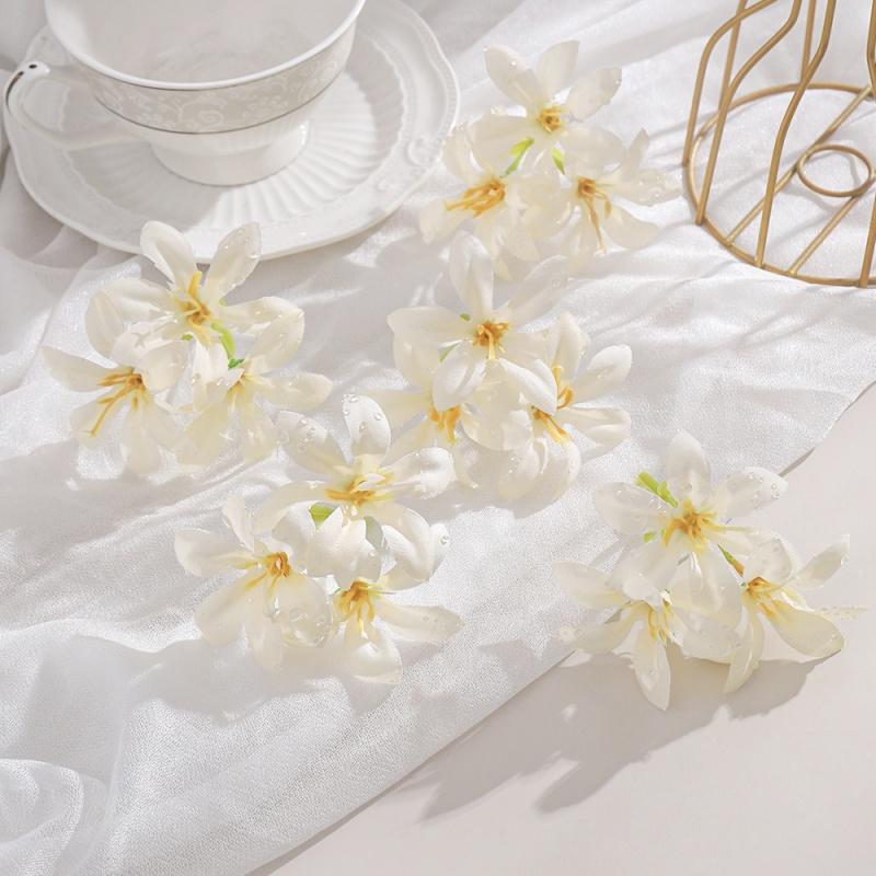 

10Pcs 6cm Artificial Flower Head Mini Silk Dew Lily Flower Craft Wreath Home Decoration Wedding Decor Christmas Garland Supplies 10Pcs