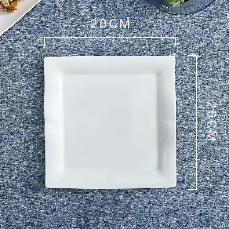 

Простая белая квадратная тарелка, посуда, керамическая тарелка, тарелка для стейка, тарелка для салата, кухонные принадлежности