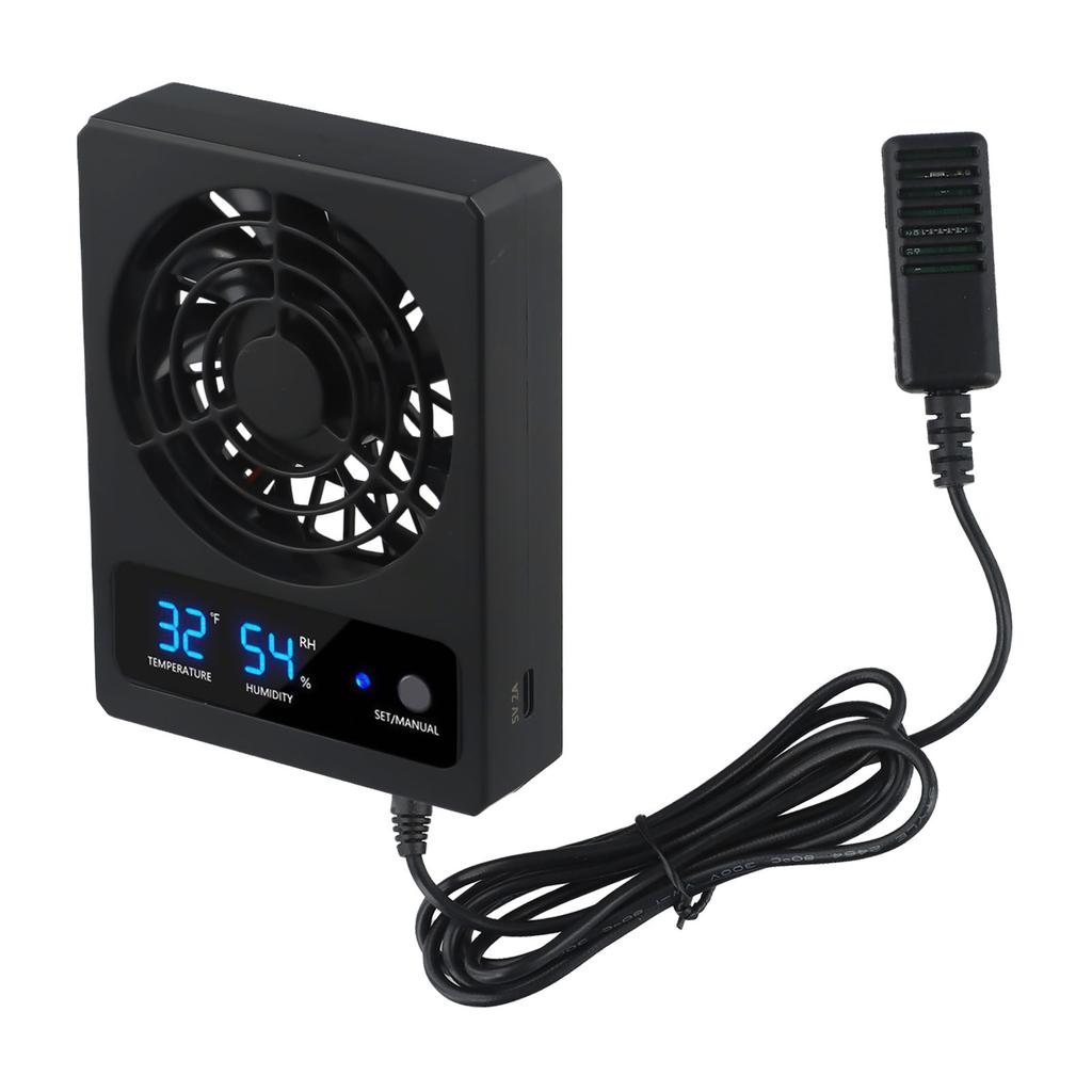 For Reptile Enclosure Temperature Control Fan 2700RPM 28dB 4.41*3.32*0.98in Black Calm Cool PP With LED Display
