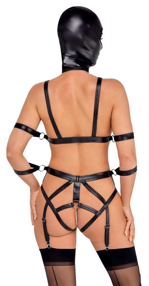 Bad Kitty - Leather Harness Set with Straps and Head Mask M