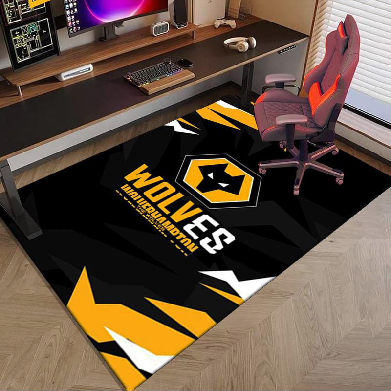 Wolves Football Club Emblem Printed Area Rug for Office, Chair Rug, Decorative Carpet Floor Mat, Large Size Fan Gifts Christmas Gifts