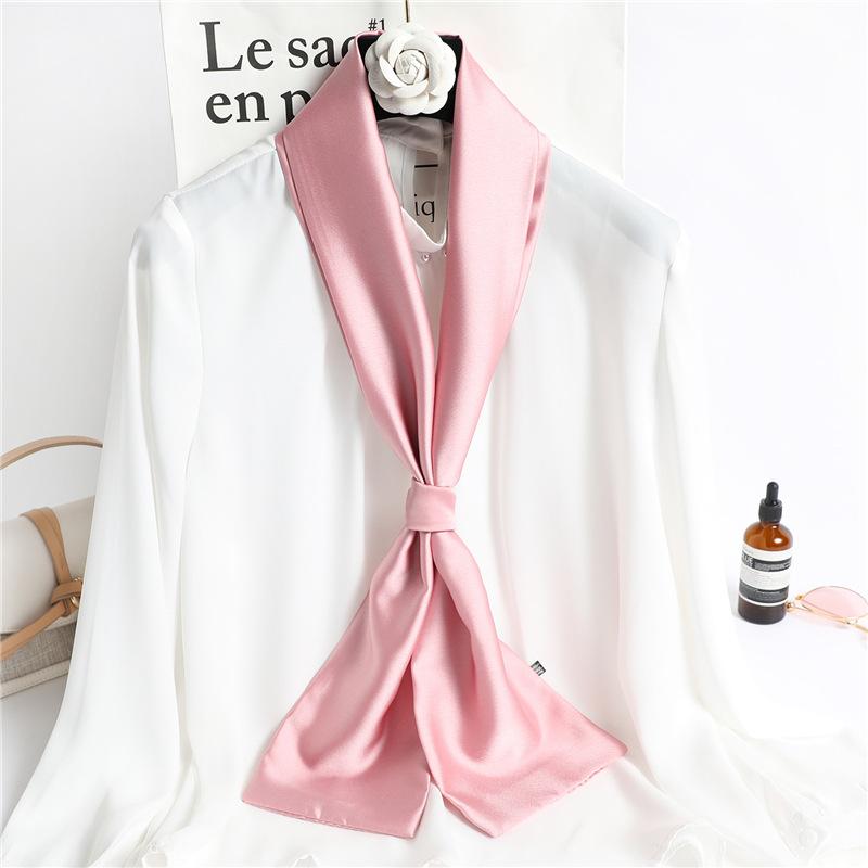 Solid Color Neckerchief Long Hair Scarves Female Silk Satin Neck Scarf For Women 14*145CM Fashion Headbands Plain Bag Scarf 2023