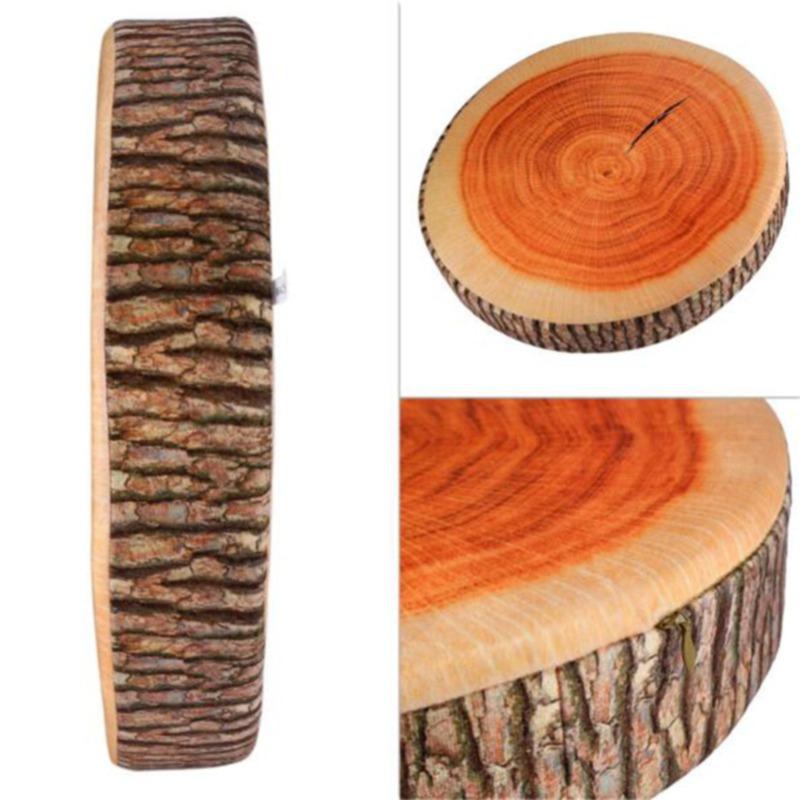 Cute Round Woods Grain Soft Plush Chair Seat Cushion Pillow New Fashion Stump Shaped Decorative Pillows  Home Car Decor Hot Sale