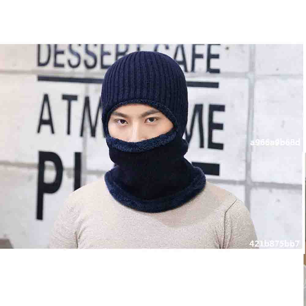 Thickened Winter Cap 2 In 1 Balaclava Hat Full Face Protection For Elderly Adults Winter Outings Daily Wear Earmuffs Hat Knitted