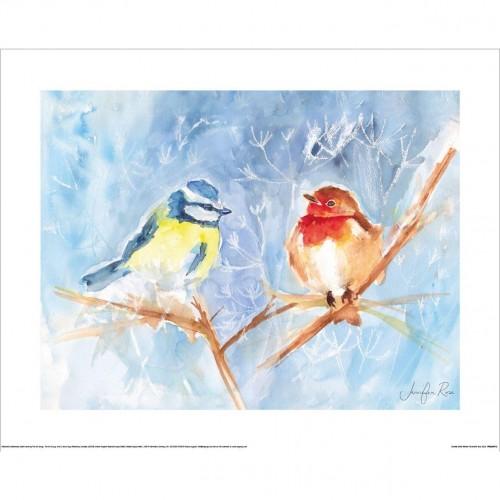 Jennifer Rose Garden Birds Winter Poster