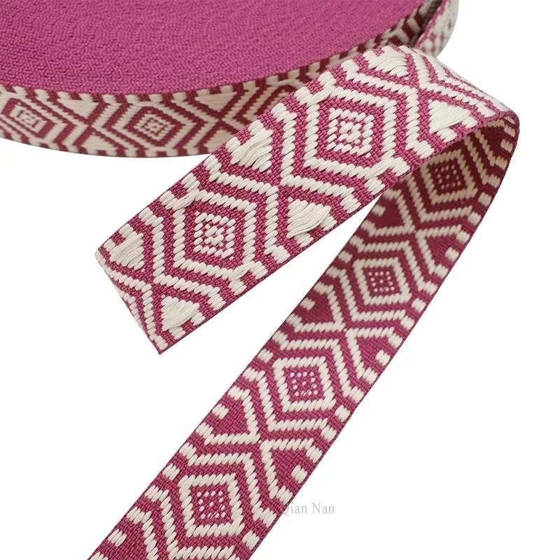 Meetee 2-10M 38mm Jacquard Polyester Cotton Ribbon Band Canvas Bag Strap Belt Decorative Bias Webbing Tape Sewing Accessories
