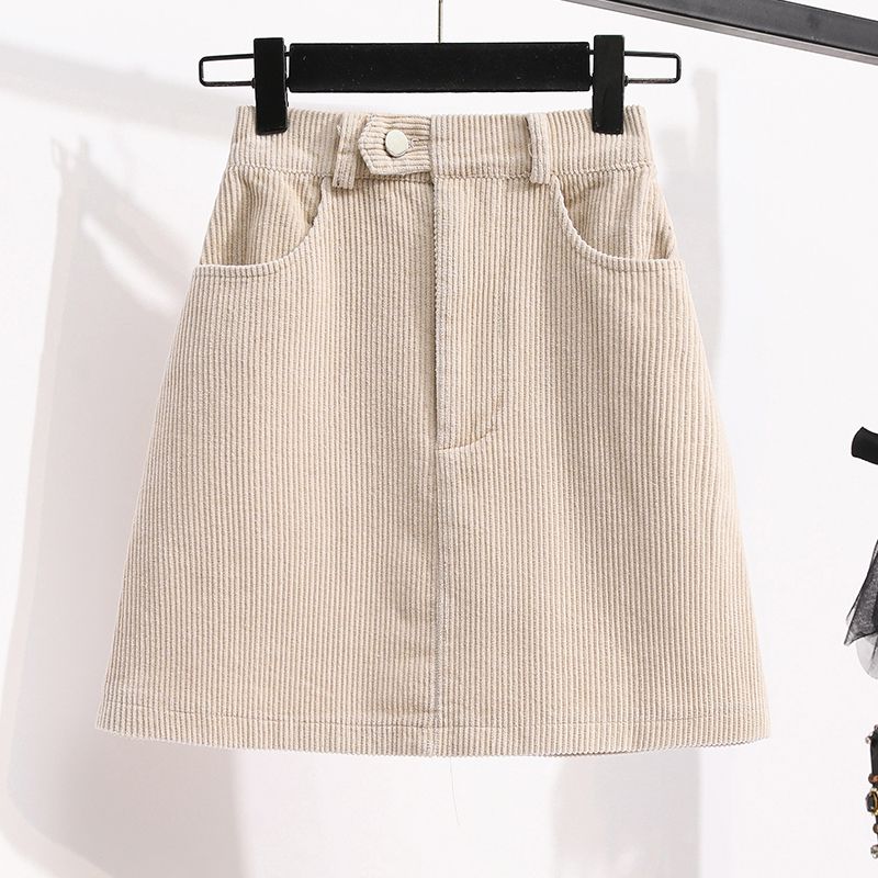 Loose Slim Looking Casual Washed Corduroy Skirt