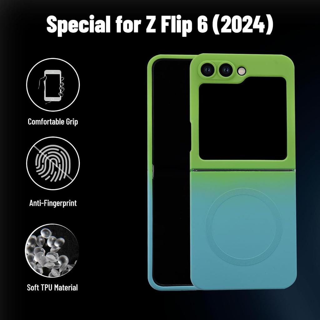 Luxury Gradient Case for Samsung Galaxy Z Flip 8 7 6 5 4 3 Soft Silicone Magnetic Charging Cover for Samsung ZFlip 6 7 8