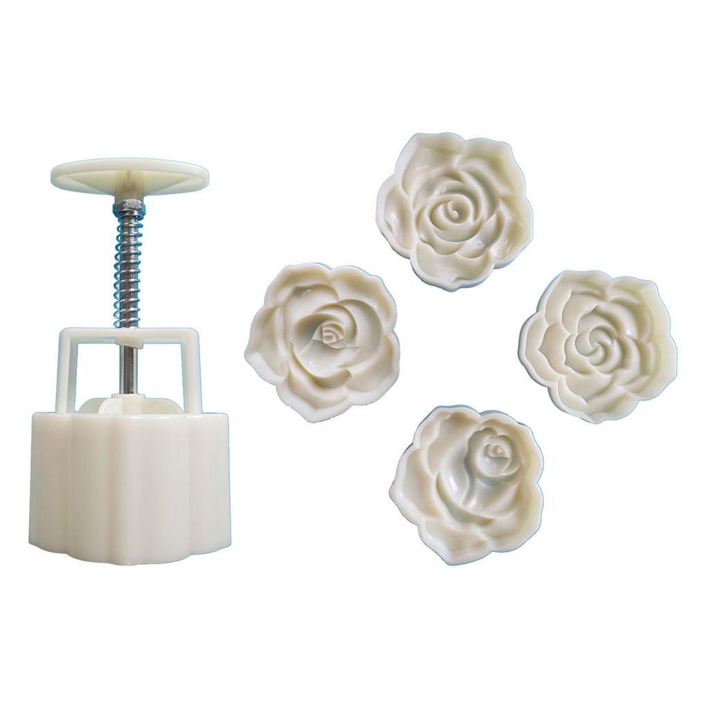 Rose Flower Shape Mooncake Press Mold Cookie Stamps Chinese MidAutumn Moon Cake Makers Decoration Tool for DIY Cookie