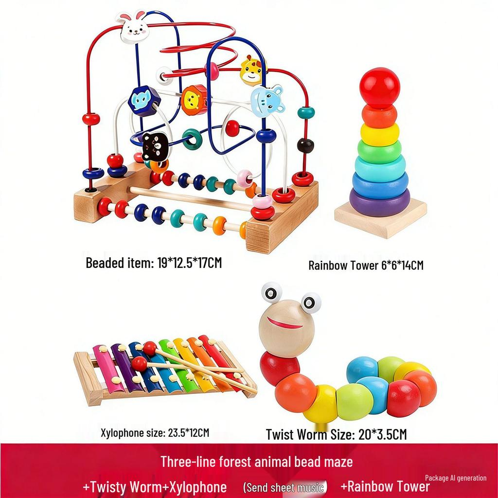 Montessori Multi-functional Beaded String Toy for Infants and Toddlers, Early Education for Boys and Girls, Ages 0-3 Years.