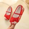 Soft Sole Children Hanfu Flat Shoes Chinese Style Embroidered Cloth Shoes  Dance Class