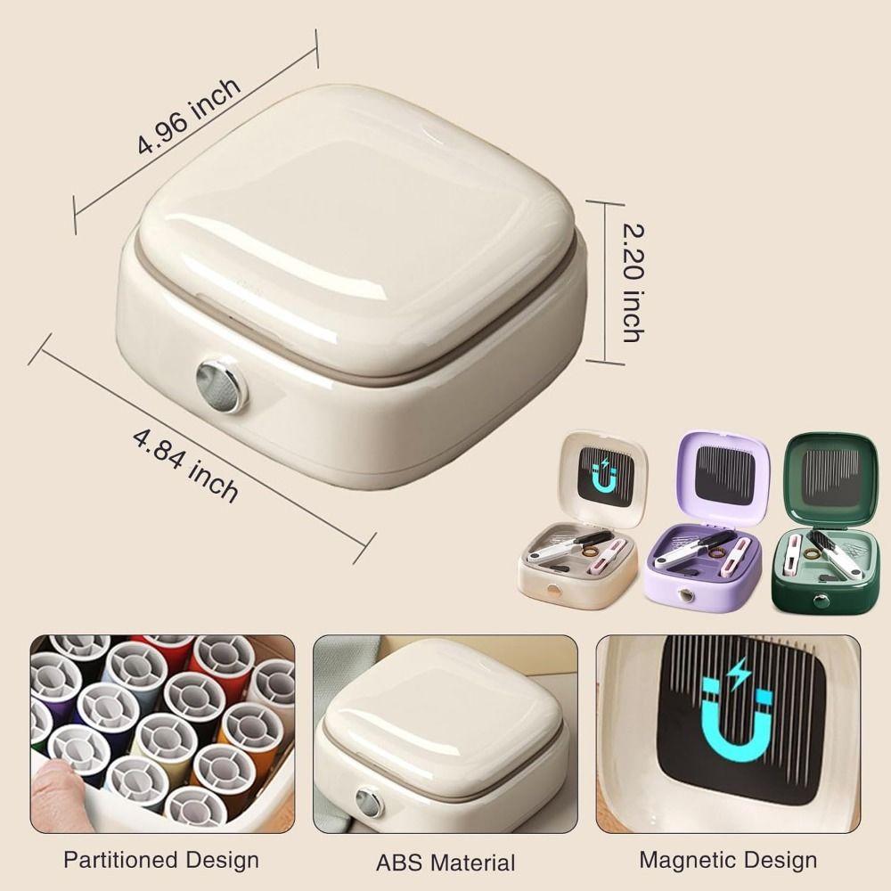 Portable Mini Sewing Box Set Magnetic Sewing Supplies Organizer Durable Hand Sewing Tool Kit  Women