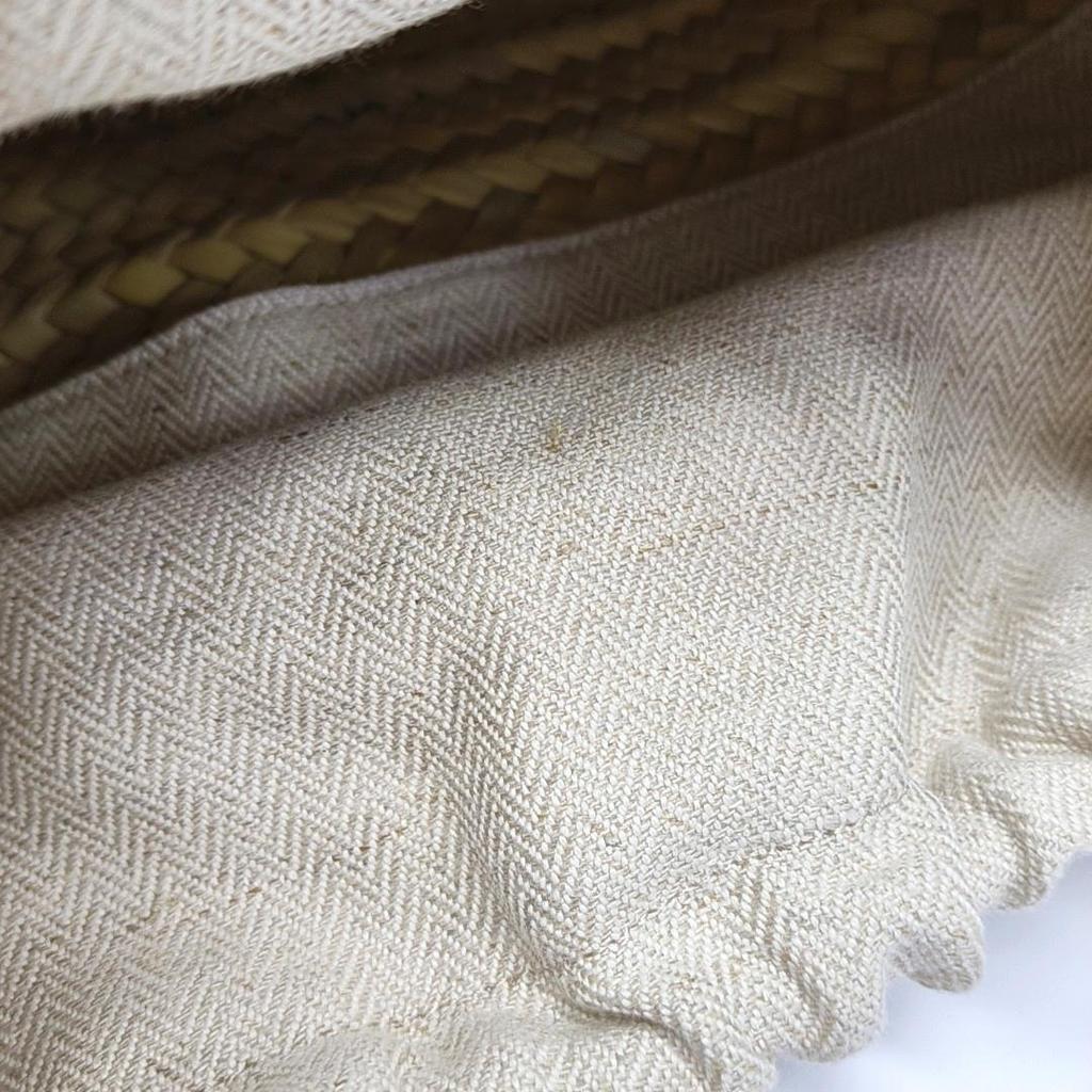 [De Segunda Mano] Parche en Relieve Correa de Hombro Ajustable Cierre de Cordón Bolso Cubo de Cuero Patchwork Hoja de Palma - Muy Bueno #GRNMJV