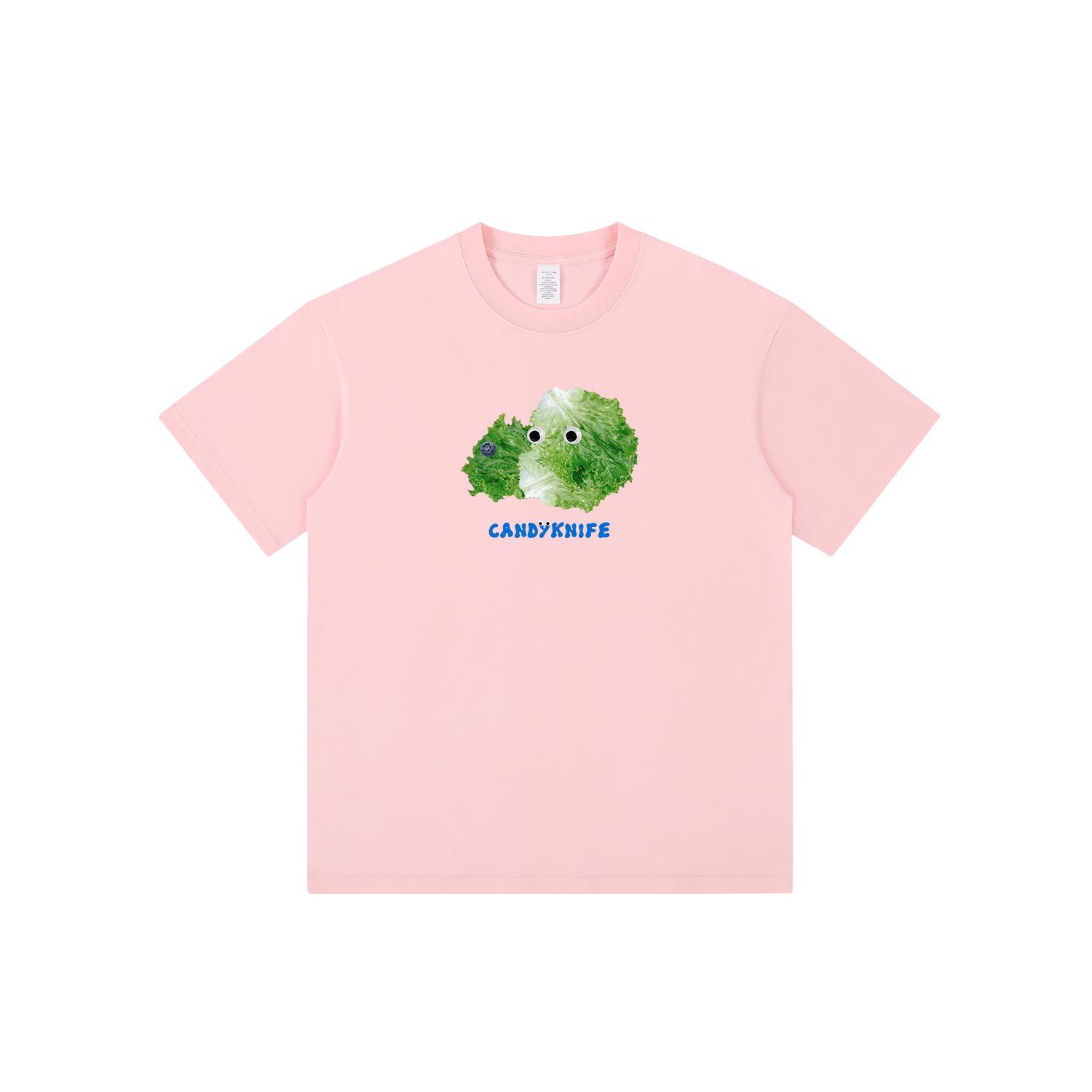 

Унисекс Хлопковая Футболка Оверсайз с Японским Принтом Овощей - Белая XL розовый