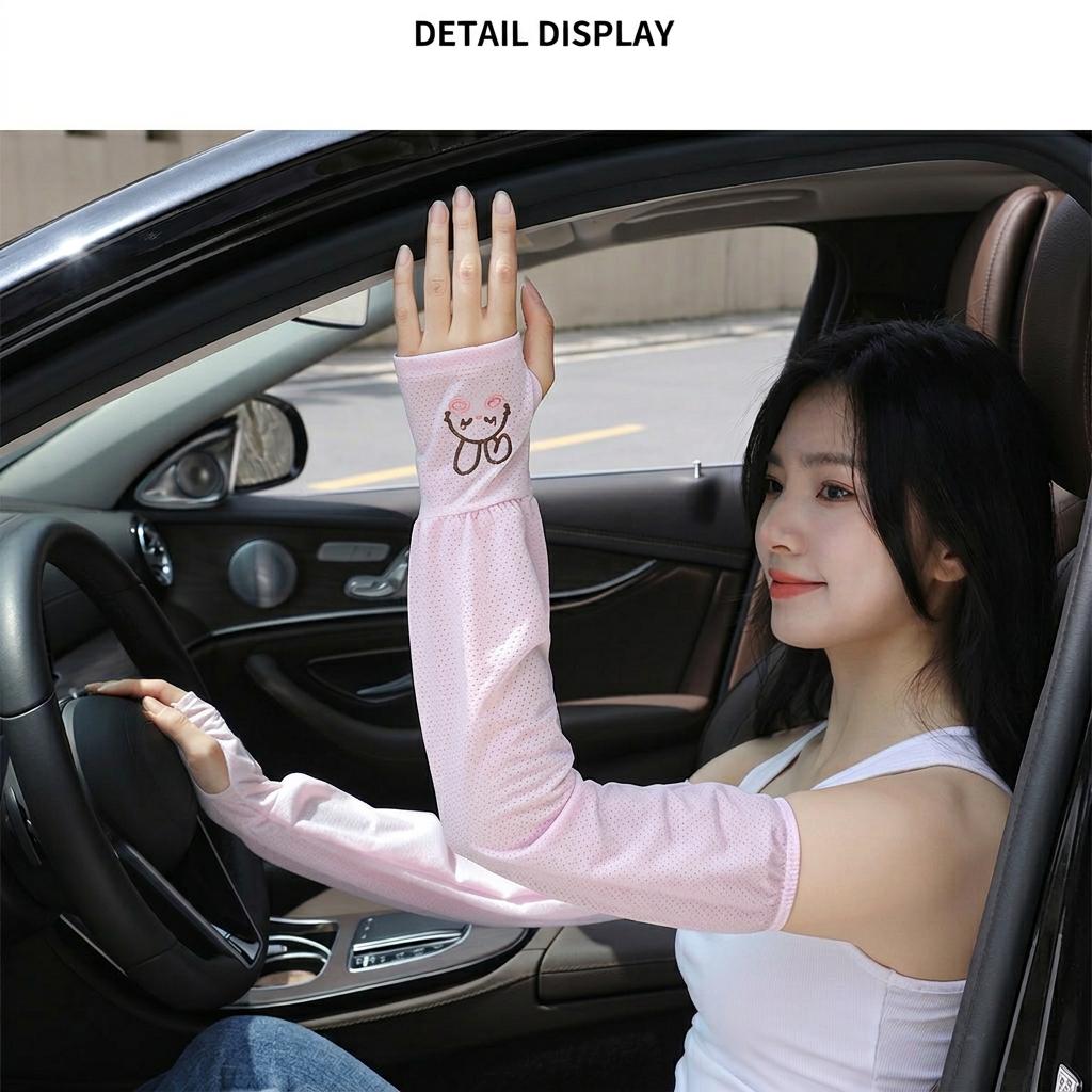 Ice Silk Arm Sleeves Ice Silk Summer Cooling Arm Sleeves Breathable Arm Warmers Skin-Friendly Cute Bunny Sun Sleeves For Outdoor