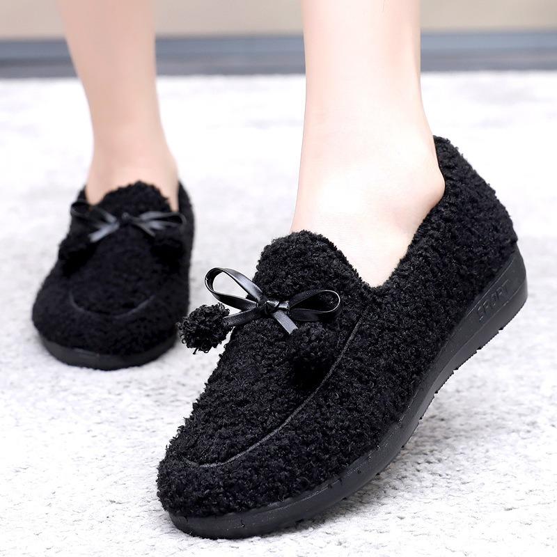 Winter new old Beijing cloth shoes velvet warm daily home indoor women's cotton slippers one foot cotton shoes