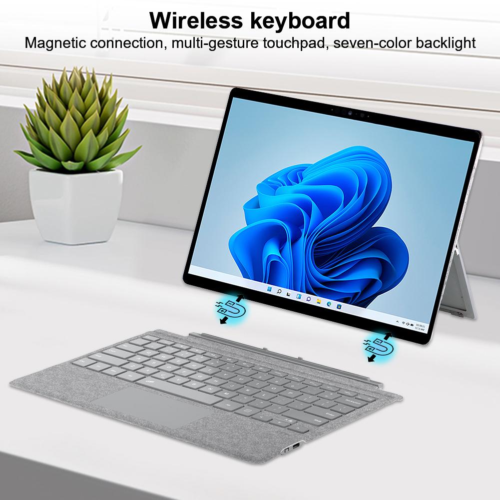 Trackpad Keyboard 7 Colors Backlight BT Touchpad Keypad with Trackpad Wireless Keypad for Microsoft Surface Pro 3/4/5/6/7/7 Plus