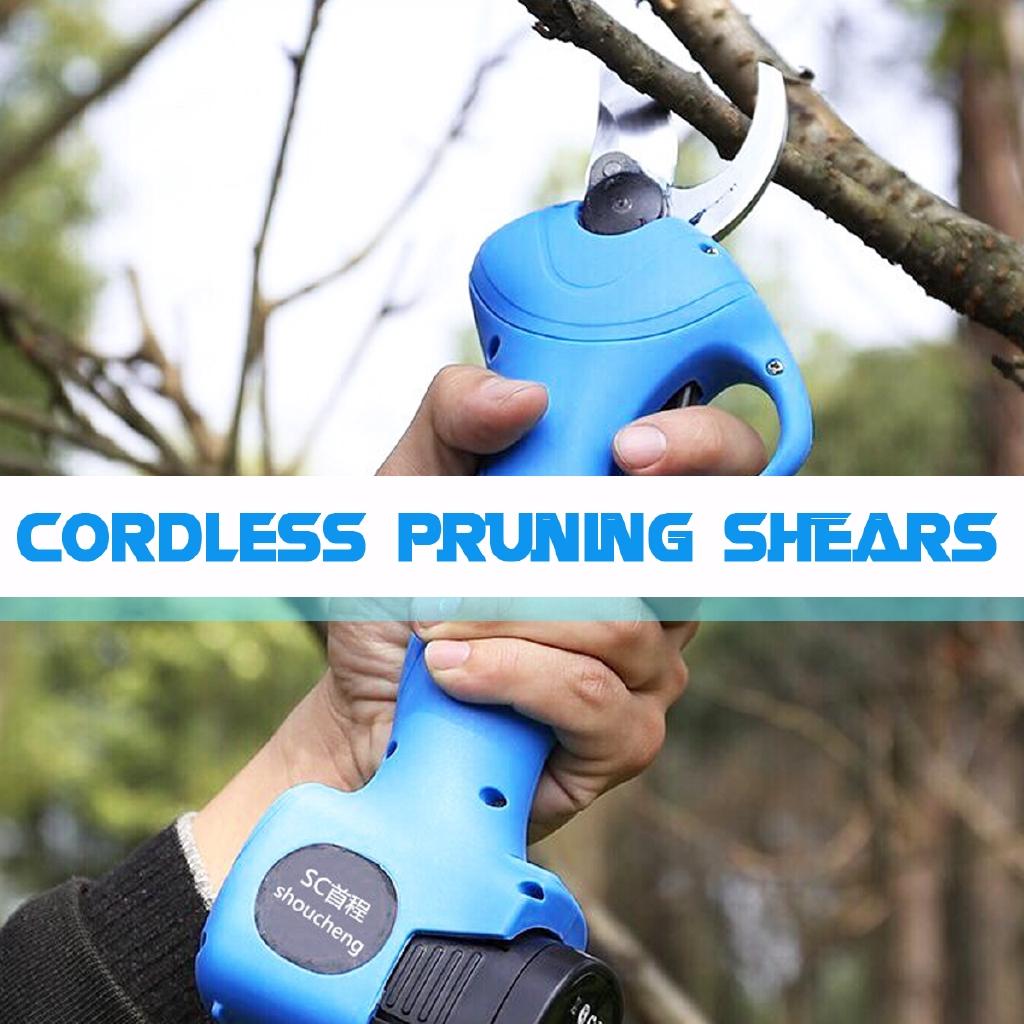 16.8V Rechargeable Electric Pruning Scissors Pruning Shears Garden Pruner Secateur Branch Cutter Cutting Tool With 2x Battery