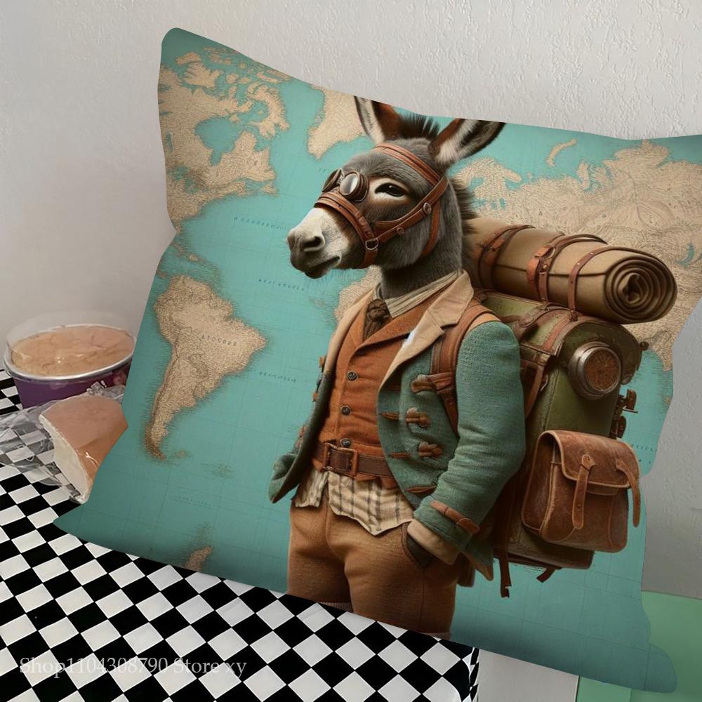 1 Stück Abstrakt Lustiges Tier Esel Kissenbezug Quadrat Schlafzimmer Sofa Freizeit Komfort Kissen Auto Wohnzimmer Heimdekoration