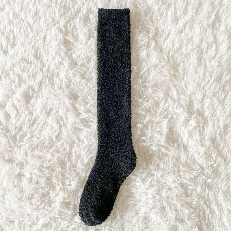 

5-1 Autumn and Winter Velvet Thick Sleep Socks, Home Calf Socks, Coral Velvet Warm Socks, Children s Anti Odor Breathable Long Tube Socks 1 pairs чорний