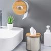 Bamboo Toilet Paper Holder Circular Covered For Home Bathroom And Living Room,Transparent Tissue Box Dining Room,Creative  Desktop Storage Box