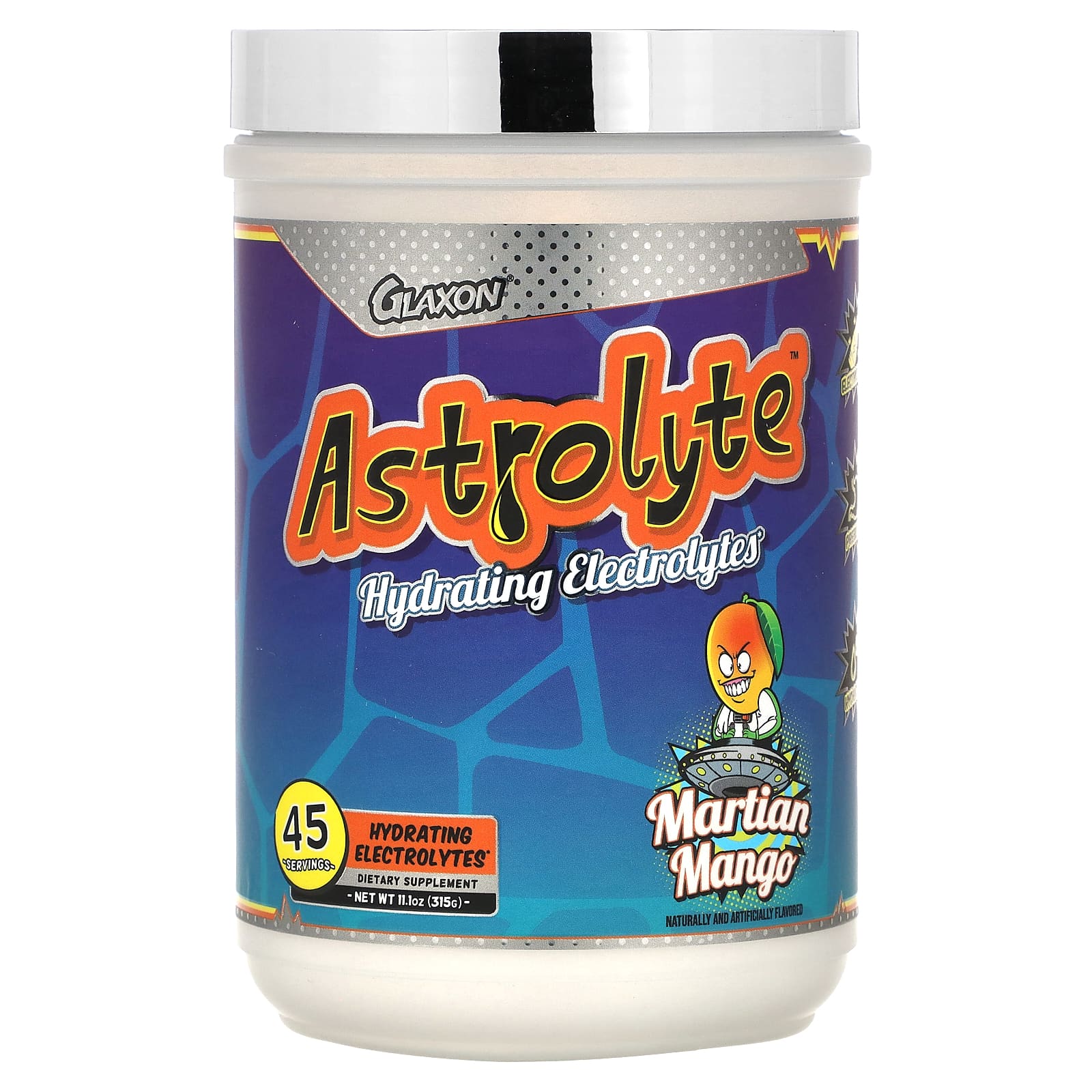 

Glaxon, Astrolyte, Hydrating Electrolytes, Martian Mango Flavor, 11.1 oz (315 g)