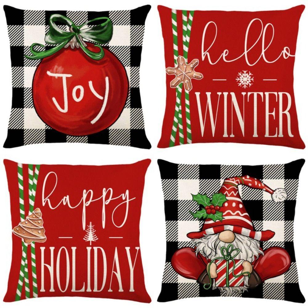 45x45CM Christmas Cushion Covers Monogram Xmas Cushion Case Hemp Snowflake Pillow Cover Outdoor Indoor Home Decor