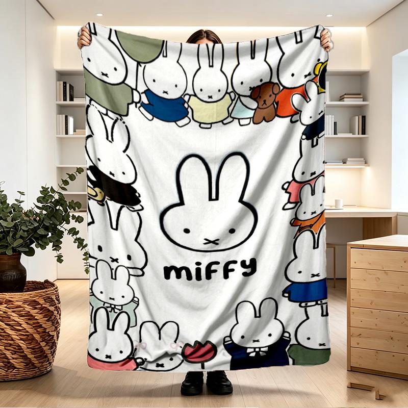 Miffy Print Blanket - Soft & Comfortable, for Bedroom, Travel, Sofa, Home Decoration - Birthday Christmas Gift for Friend