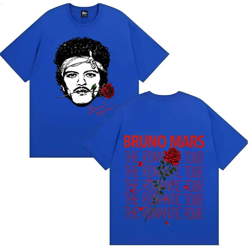 Rapper Bruno Mars The Romantic Tour 2026 Hip Hop Tričko Pánské Dámské Oboustranný Potisk Bavlna Krátký Rukáv Tričko Streetwear