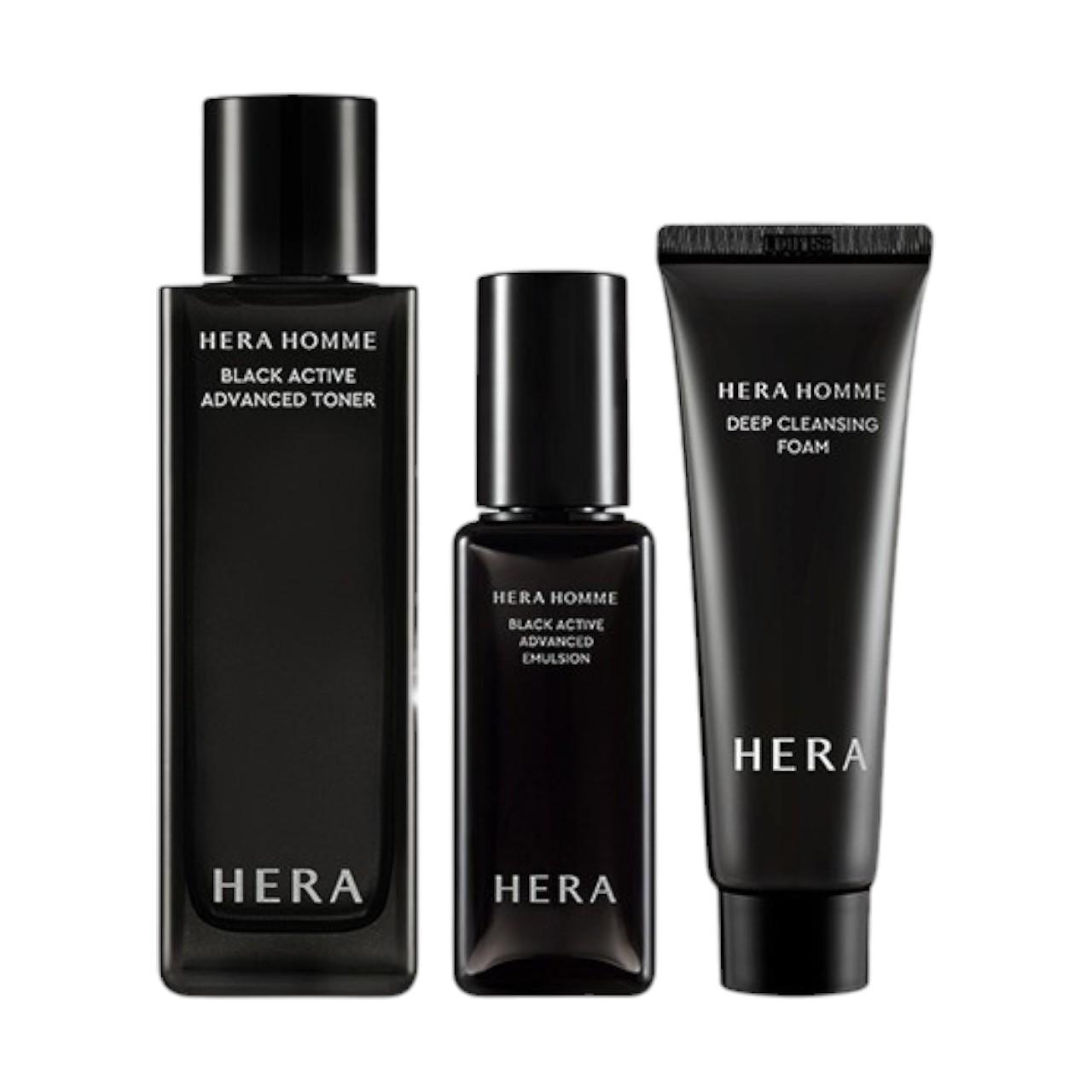 HERA Homme Black Toner Special Gift 3-Item Set - Premium Men’s Skin Revitalizing & Anti-Aging Routine