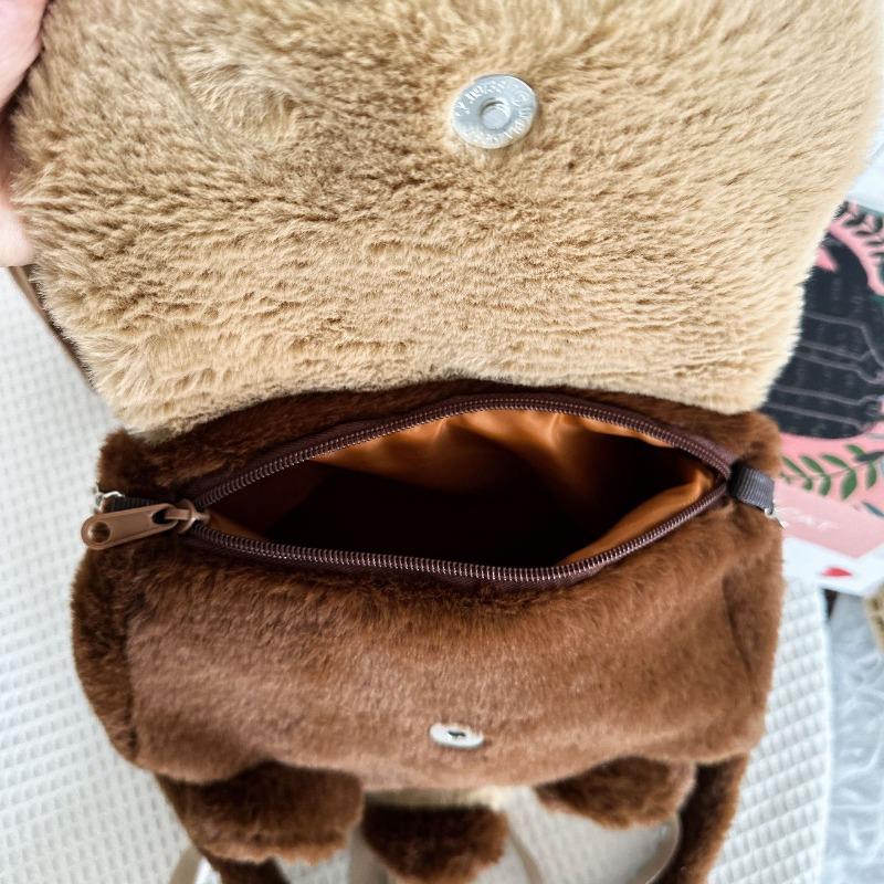 Cute Raccoon Fashionable Plush Backpack Detachable Shoulder Strap Bag Soft Cute Bag Anime Girl Plushie Backpack Bags for Woman