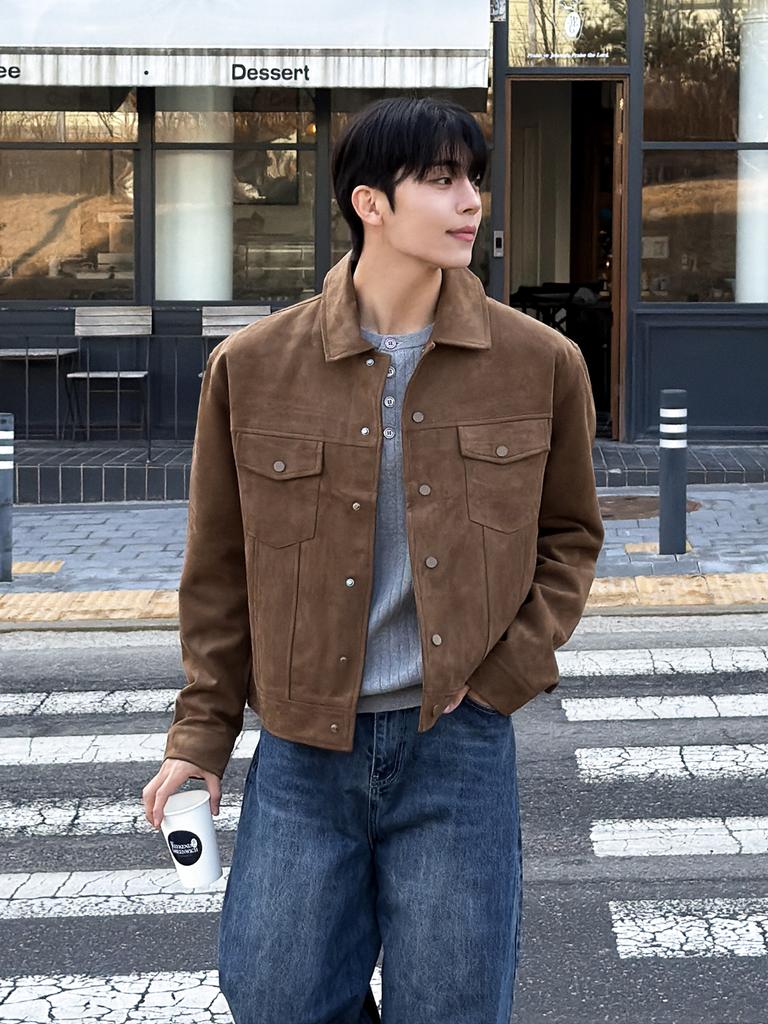 Logstore Crop Suede Trucker Jacket